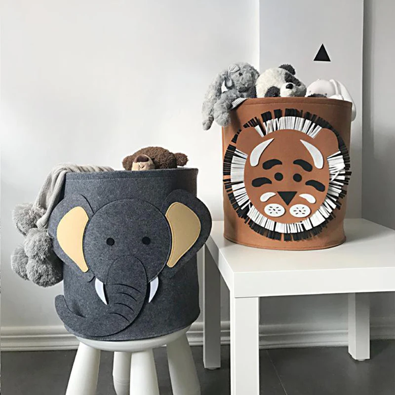 Foldable Animal Laundry Basket Felt Dirty Clothes Storage Bucket Large Laundry Hamper Kid Toys Storage Basket Clothes Organizer