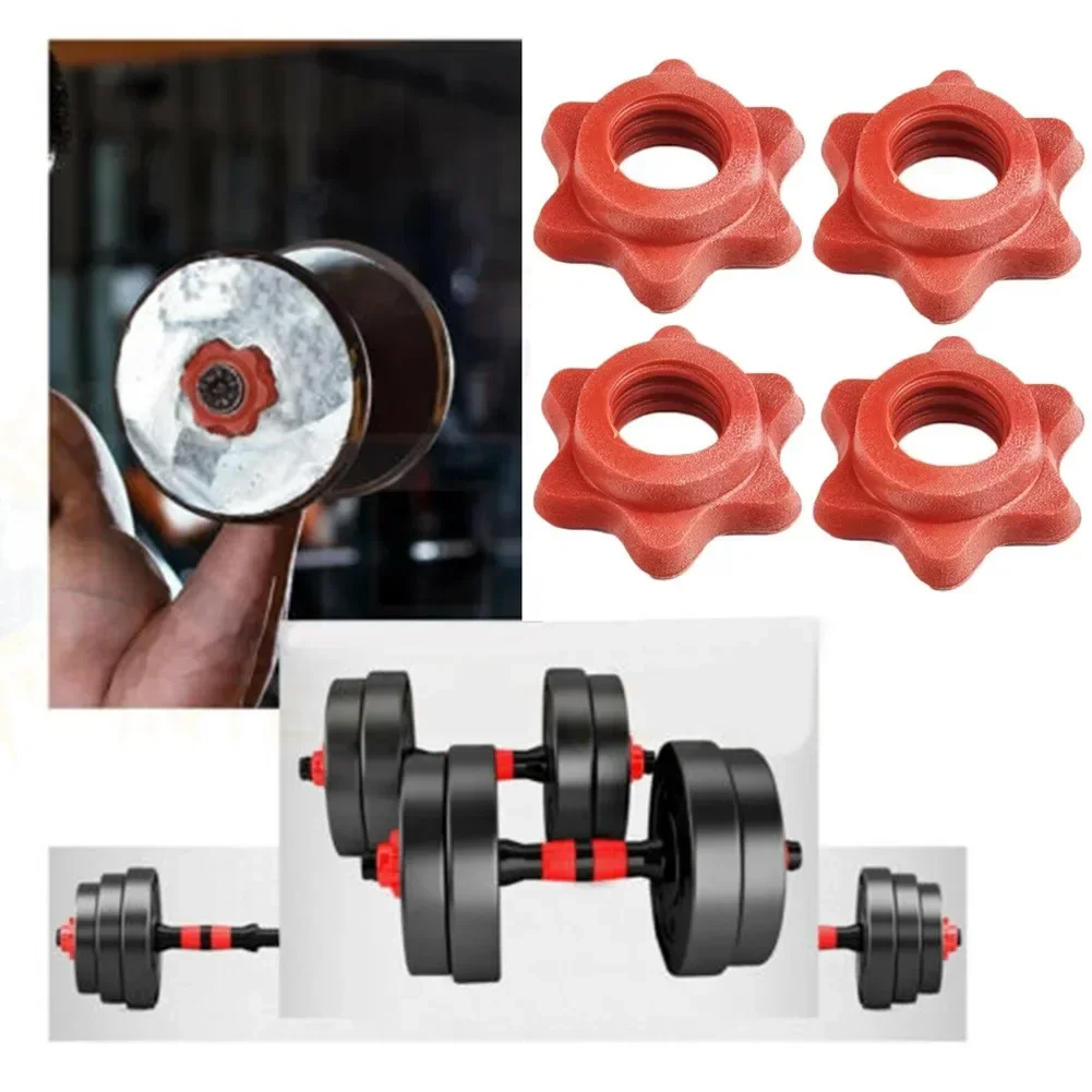 4pcs 25mm Safety Locks Dumbbell Nut Barbell Bar Spin Lock Plug Weight Check Hexagonal Clip Fitness Strength Training Accessories