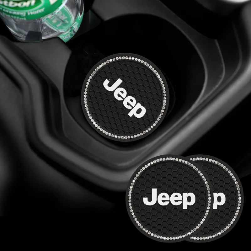 Jeep Multi Models Dedicated Cup Holder Coaster Mats 2Pcs Wear Resistant Anti-slip Interior Ornaments Wrangler JK Grand Cherokee - view 5