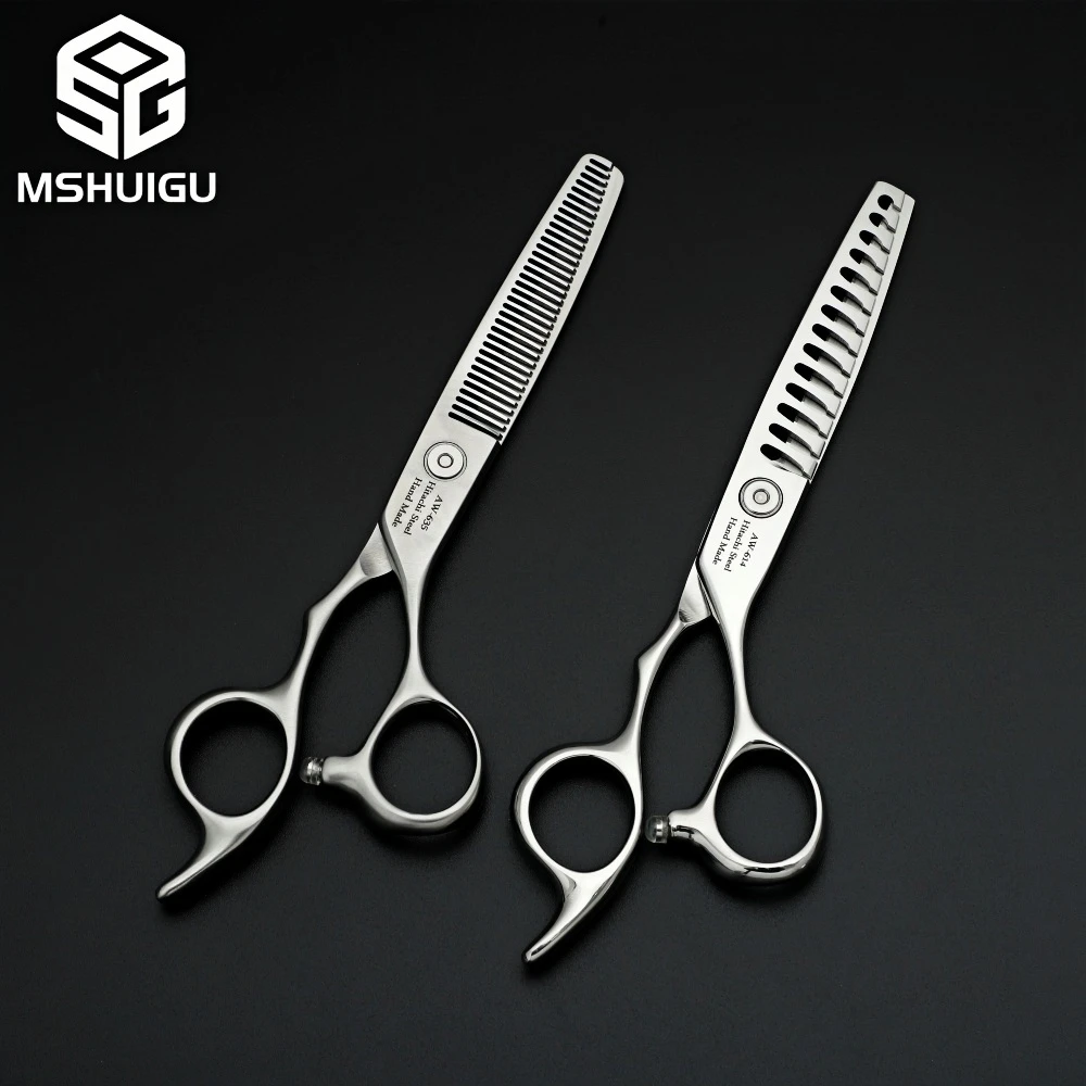MSHUIGU 440C Professional Barber Scissors Reverse Blade Hair Thinning Suitable for Salons And Home Use 4/5/6/6.5 Inch