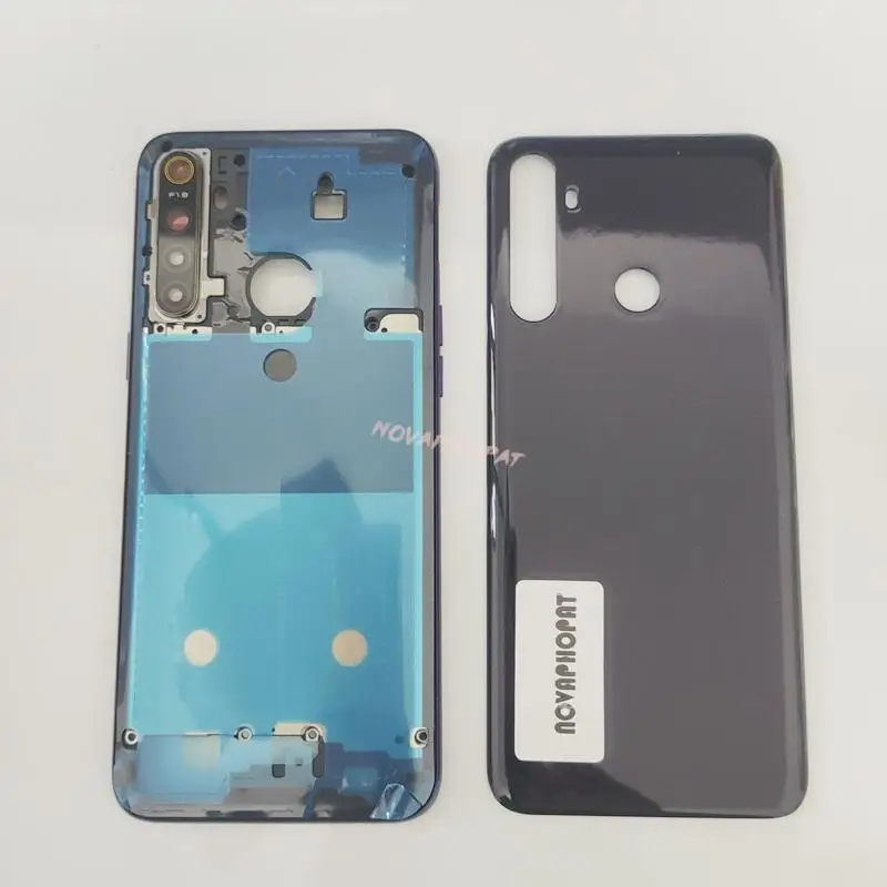 LCD Faceplate Frame Middle Bezel For Oppo Realme 5 RMX1911 Battery Cover Back Rear Door Housing Camera Glass Lens Side Button