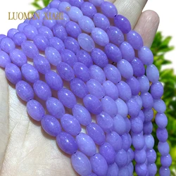 8x12MM Oval Natural Stone Lavender Jades Purple Chalcedony Loose Rice Spacer Beads for Jewelry Making DIY Bracelet Accessories