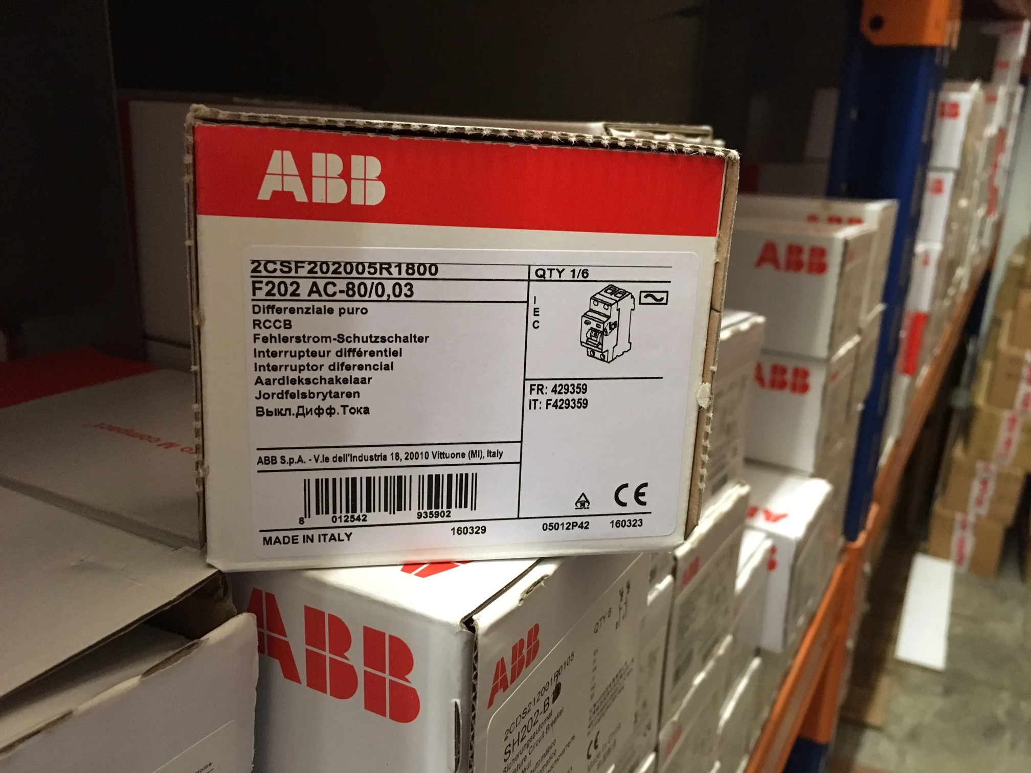 New Original ABB Electromagnetic Residual Current Protector F202AC- 80/0.03 Origin: Italy