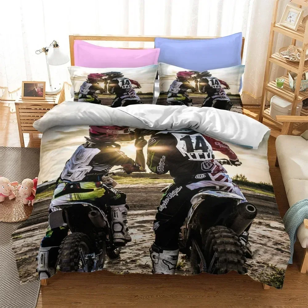 

off-road Motorcycle Duvet Cover Bedding Set Comforter Linen Pillowcases Quilt Cover Home Decor Single Double Twin For King Queen