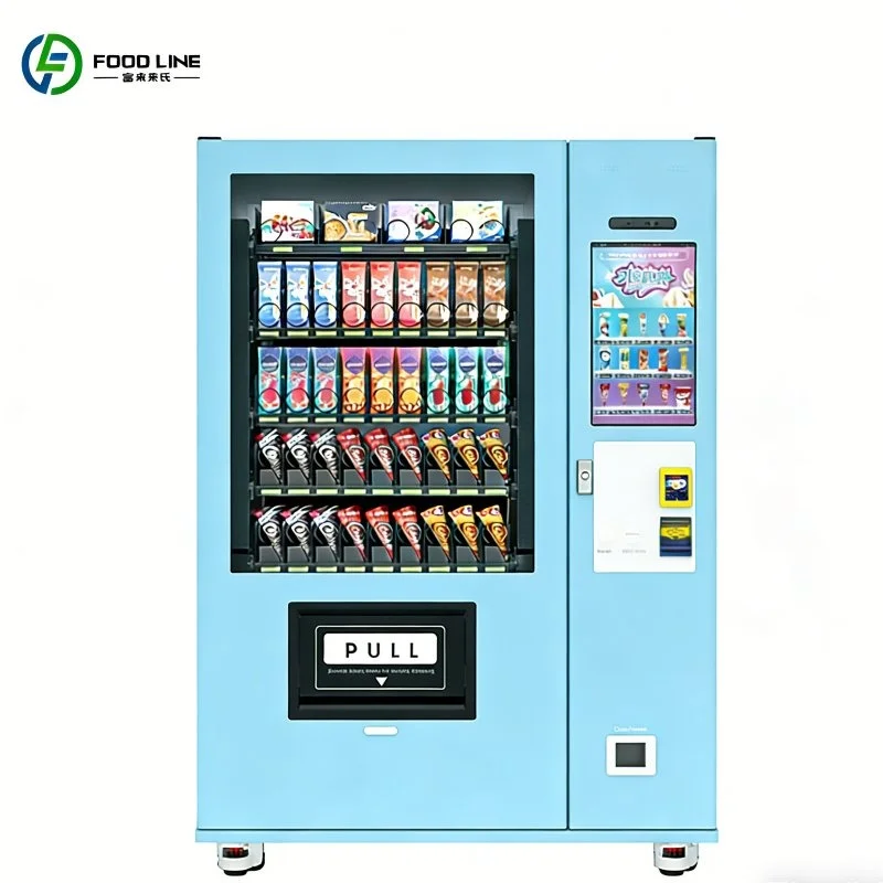 

Customized Snack and Beverage Vending Machine Refrigerated Display Mobile Wheels Touch Screen Automatic Vending Equipment