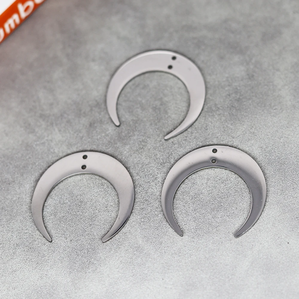 3pcs/Lot Stainless Steel 2 Hole Crescent Moon Accessories Findings For Fashion Jewelry Making DIY Handmade Craft Gift