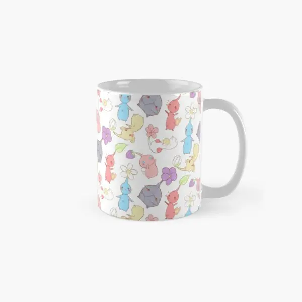 Pikmin Pattern Classic  Mug Cup Image Design Simple Printed Photo Drinkware Handle Round Tea Gifts Coffee Picture