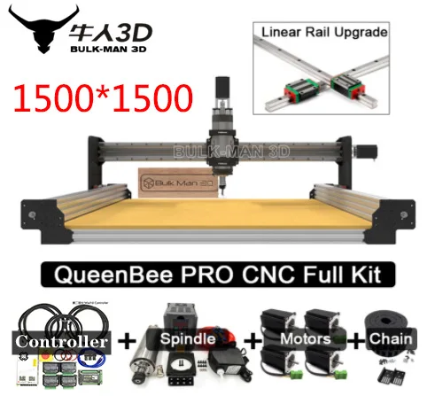 Queenbee CNC Machine Mach3 Controller 1.5kW Or 2.2kW Water Cooling Spindle