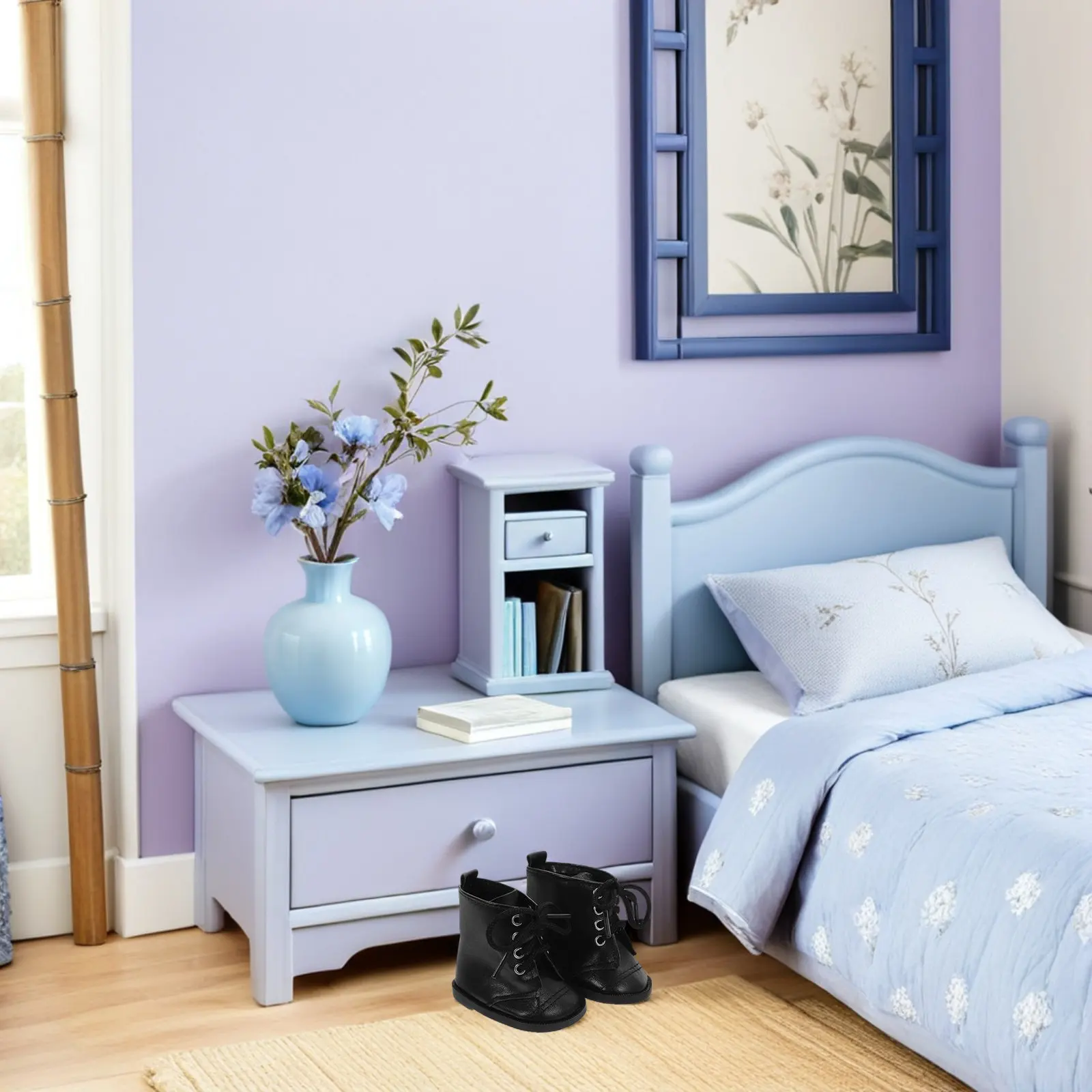 

2Pairs Girl Boots PU Dress-Up Inch Fashion Footwear Dollhouse Accessories PU Footwear