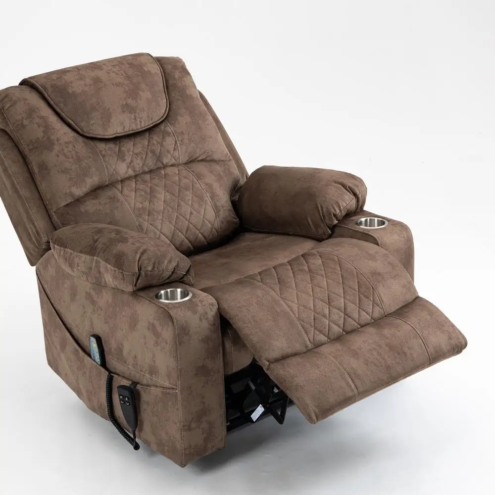 كرسي كرسي رفع كهربائي كبير الحجم لكبار السن طويل القامة تدليك مخملي ساخن سعة 400 رطل مسطح 180 درجة #4