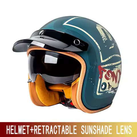 Three-quarters helmet motorcycle rider pedal motorcycle Kazakhstan men and women 3/4 retro helmet winter warm cruise mine