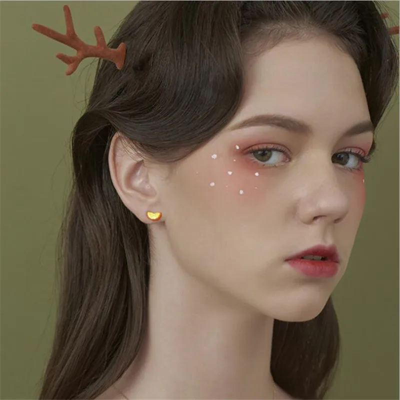 New Personality Creative Orange 925 Sterling Silver Jewelry Cute Fruit Epoxy Exquisite Popular Temperament Stud Earrings E218