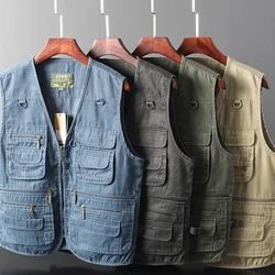 1pcs Men'S Multi Pocket Jacket Fishing Camping Travelling Hiking Vest Gilet Loose Quick Drying Vest Male Outdoor Sports Coat