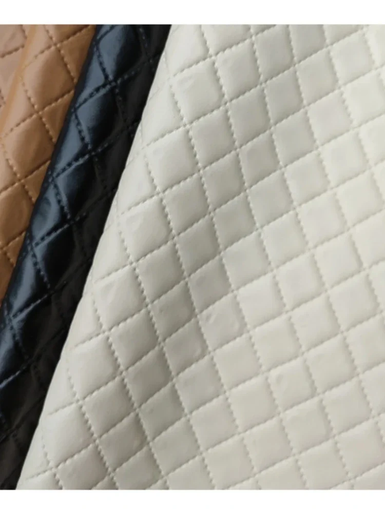 Artificial Leather Fabric for Sofa Decoration Background Decorate Hard Package PVC Material Diamond Check Pattern Cloth