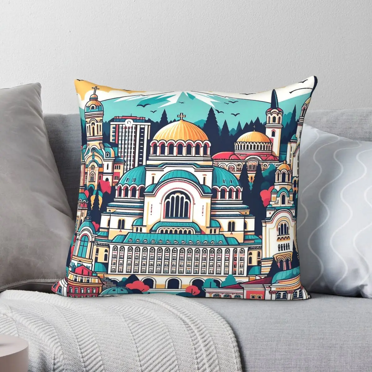 Bulgaria Southeast Europe Square Pillowcase Polyester Linen Velvet Printed Zip Decor Pillow Case Home Cushion Cover
