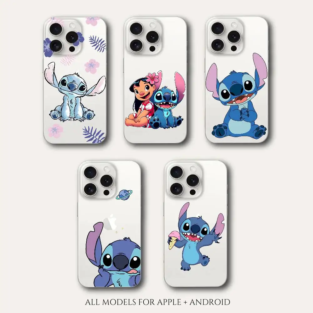 

L-Lilo-S-StitchS Phone Case For Iphone 16 15 11 13 14 Pro Max 7 8 Plus X Xr Xs Max Se2020 12mini Transparent Cover