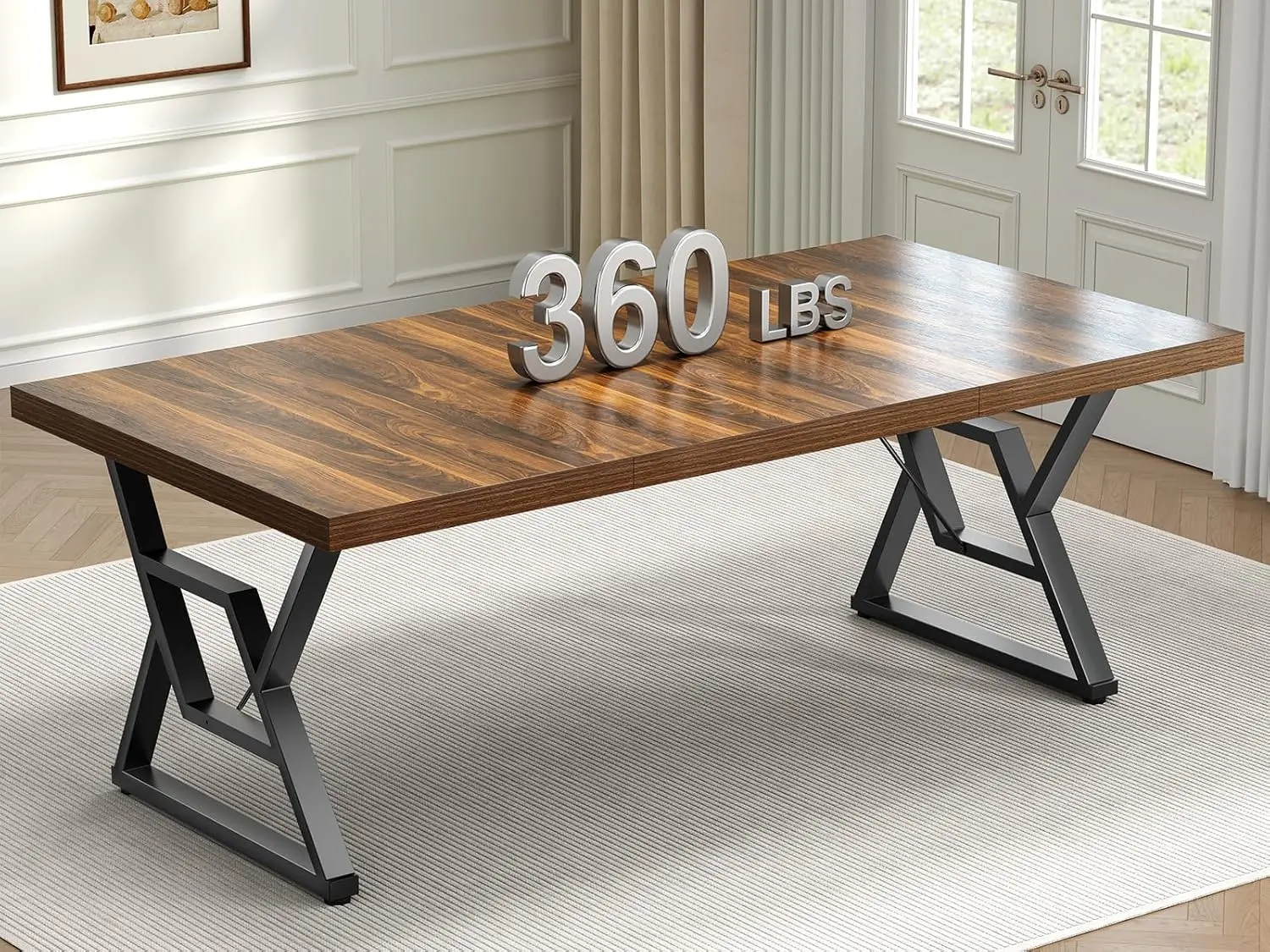

70.8" Executive Computer Office Desk Workstation Modern Writing Table Metal Legs Home Office Wood Color, Customized