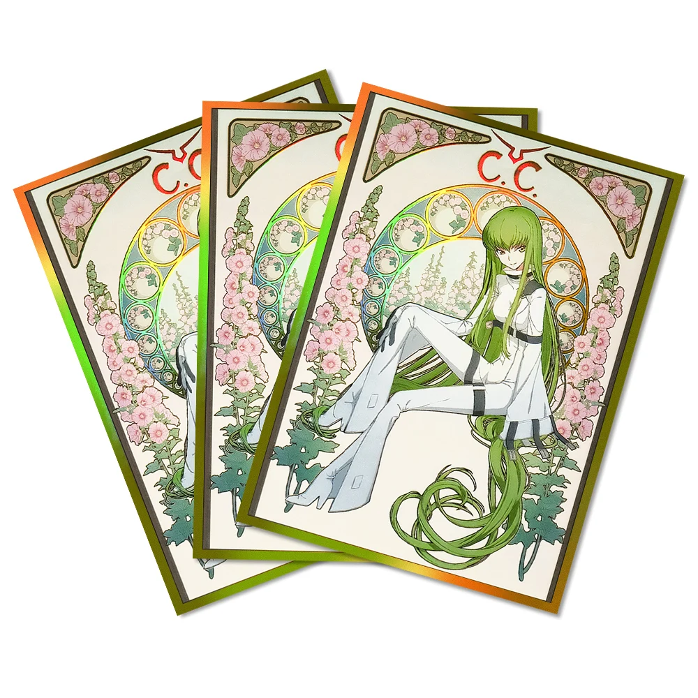 60PCS 67x92mm Holographic Art Anime Card Sleeves Board Game Trading Card Protector for PTCG/MTG/PKM Game Cards (C.C)