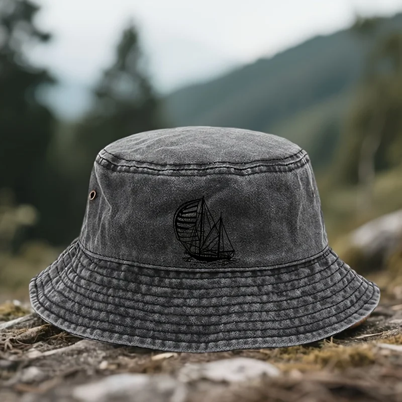 Casual Nautical Print Fisherman Hat, Fashion Statement, Halloween Party Gift Trendy Dad Hat, Perfect for Outdoor Travel, Fishing