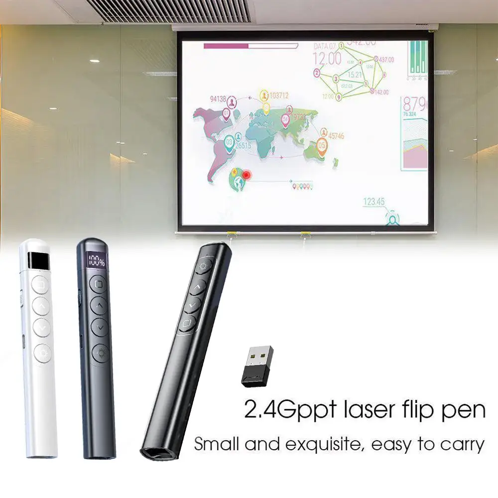 

New 2.4GHz Wireless Powerpoint Pen Presentation Clicker USB RF Remote Control Flip Presenter Pointer For PPT Slide Advancer I5U1