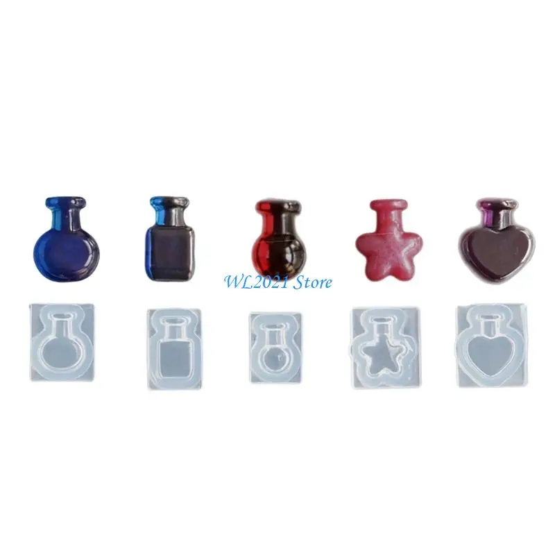 

G5GC Easy Release Silicone Bottle Mold For Resin Art DIY Miniature Crafts Fondant Decorations Heat Resistant Reusable