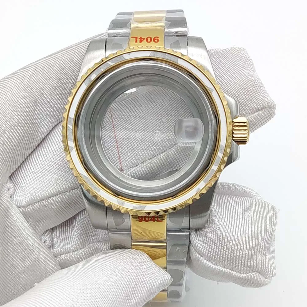 Casing nh35 gerakan mekanis otomatis pria, sarung baja tahan karat 40mm dengan tali untuk nh35, 28.5mm, bezel 38mm