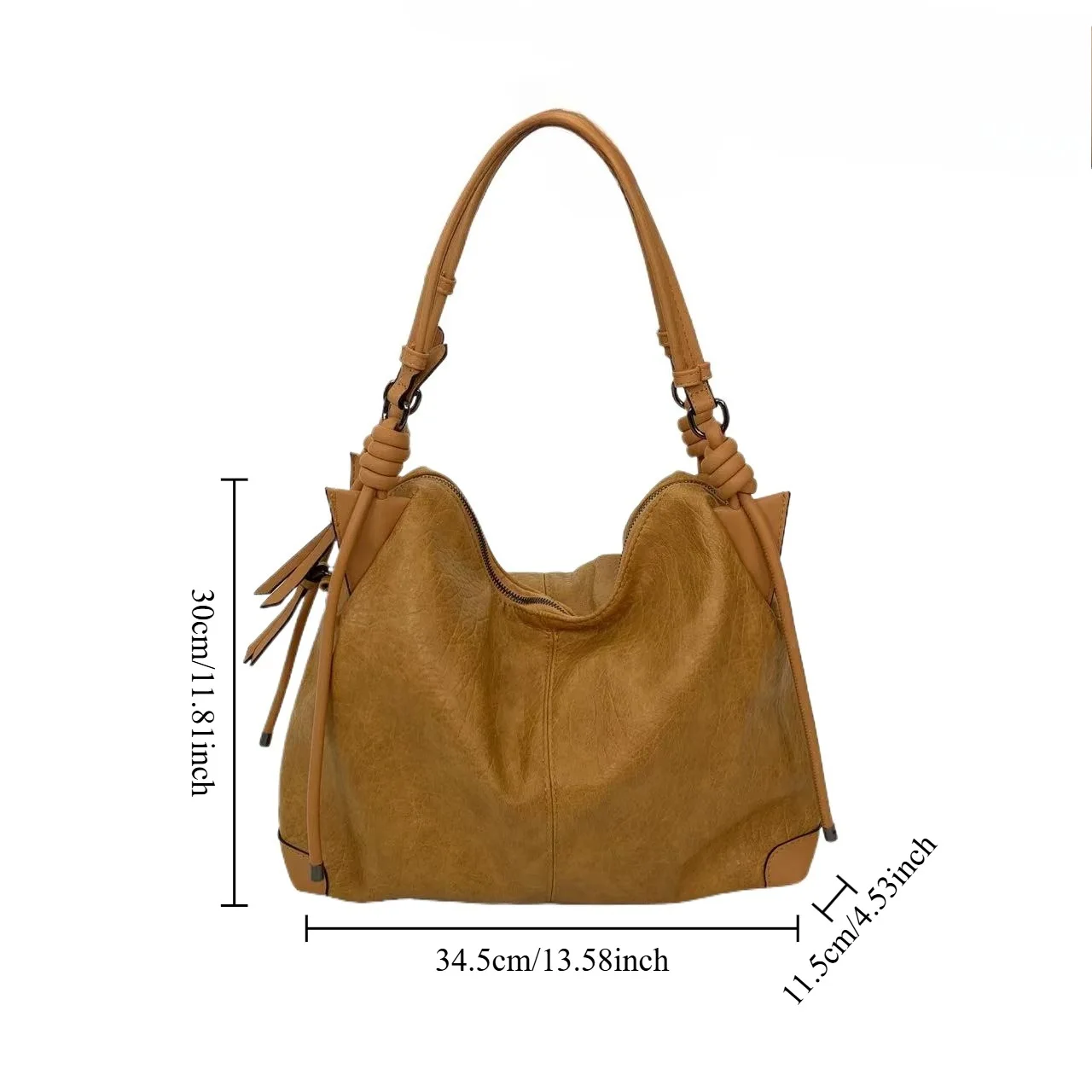 Venn Angel Women Handbag Soft Washed Faux Leather Hobo Tote Bag Large Capacity Shoulder Bag Casual Daily Shopping Handbag Black
