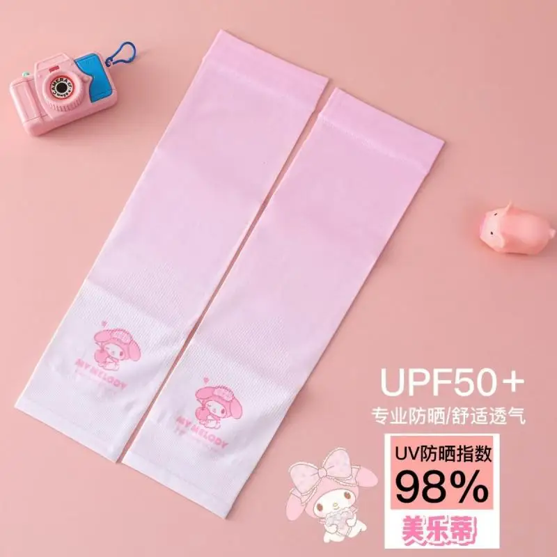 Sanrio 정통 여름 아이스 슬리브 Kuromi Kitty 멜로디 Uv 보호 얼음 실크 쿨 슬리브 통기성 만화 귀여운 슬리브 선물