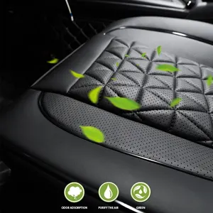 Couro Falso Car Seat Covers com Bolsos De Armazenamento, Almofada Preta, Se Encaixa 95% dos Veículos, Fit para Caminhões, SUV, Ponto Duplo 8 principais vendas capas de banco caminhão - №3