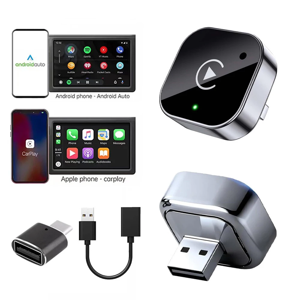 Wireless CarPlay Adapter & Android Auto Dongle, Fast Auto-Connect, Compact Plug & Play Wireless CarPlay Converter