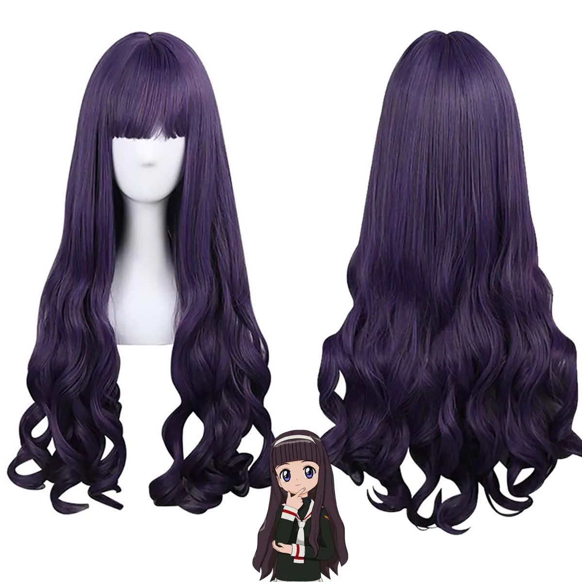 

Женский костюм на Хэллоуин, косплей Tomoyo Daidouji, длинный фиолетовый парик