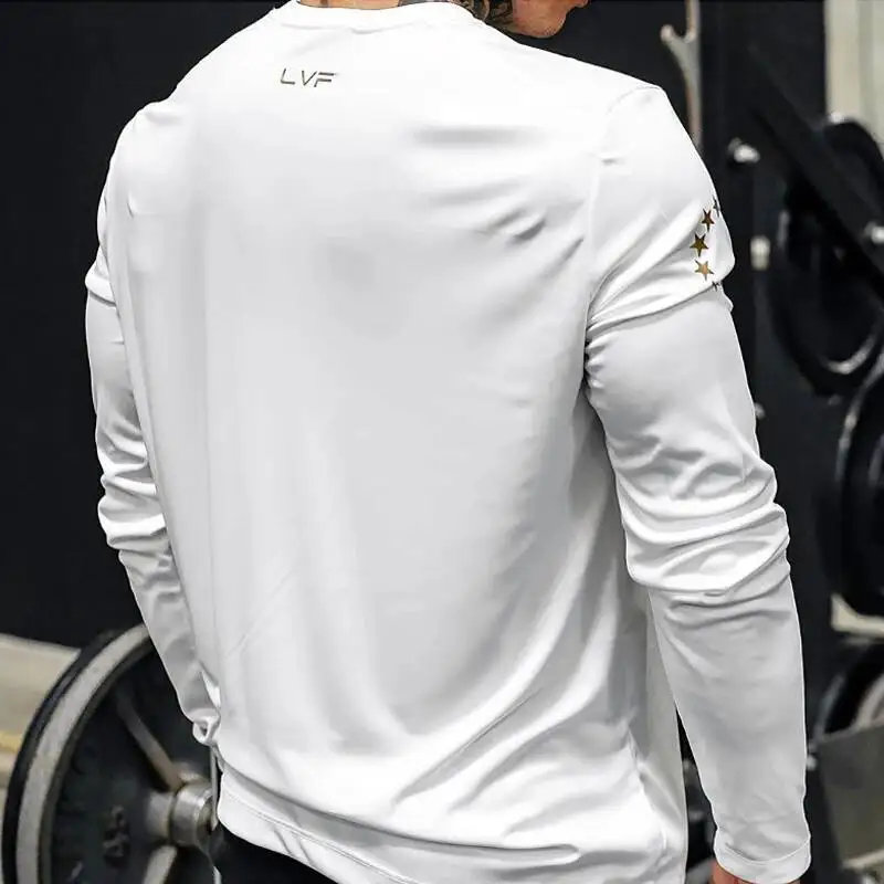 Camiseta de manga larga para gimnasio para hombre, camiseta interior de secado rápido para correr, camiseta de moda con cuello redondo, ropa informal para hombre, sudaderas, Tops