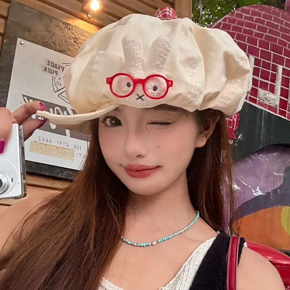 Casual Cute Rabbit Cloud Berets Japanese Style Sweet Octagonal Caps Lovely Y2k Painter Hat Spring Summer