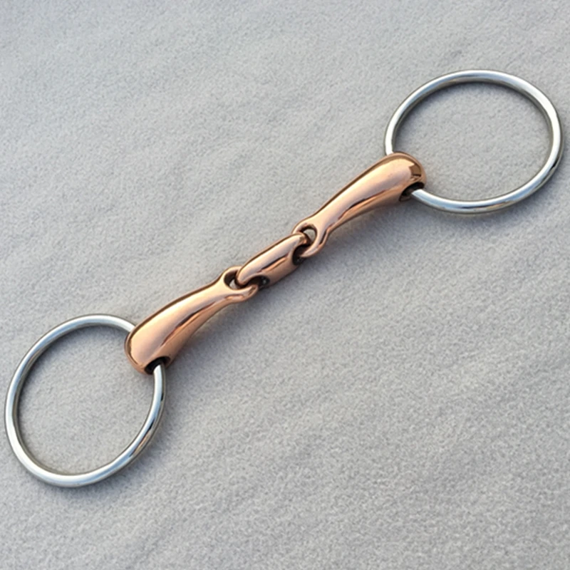 Stainless Steel Loose Ring Bit  Horse Snaffle Bits Copper Double Broken Mouth 11.5cm 12cm 12.5cm