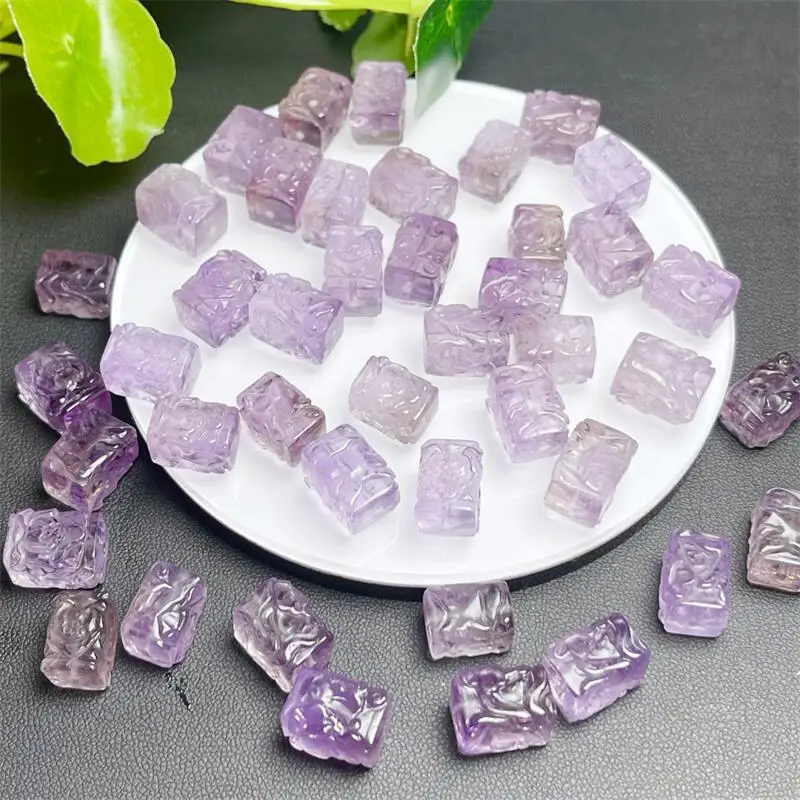 

5 шт., натуральный аметист, цветок, резьба, ведро, бисер, ювелирные изделия для кулона, браслет, рейки, целебный камень, аксессуары «сделай сам», 9X13 мм