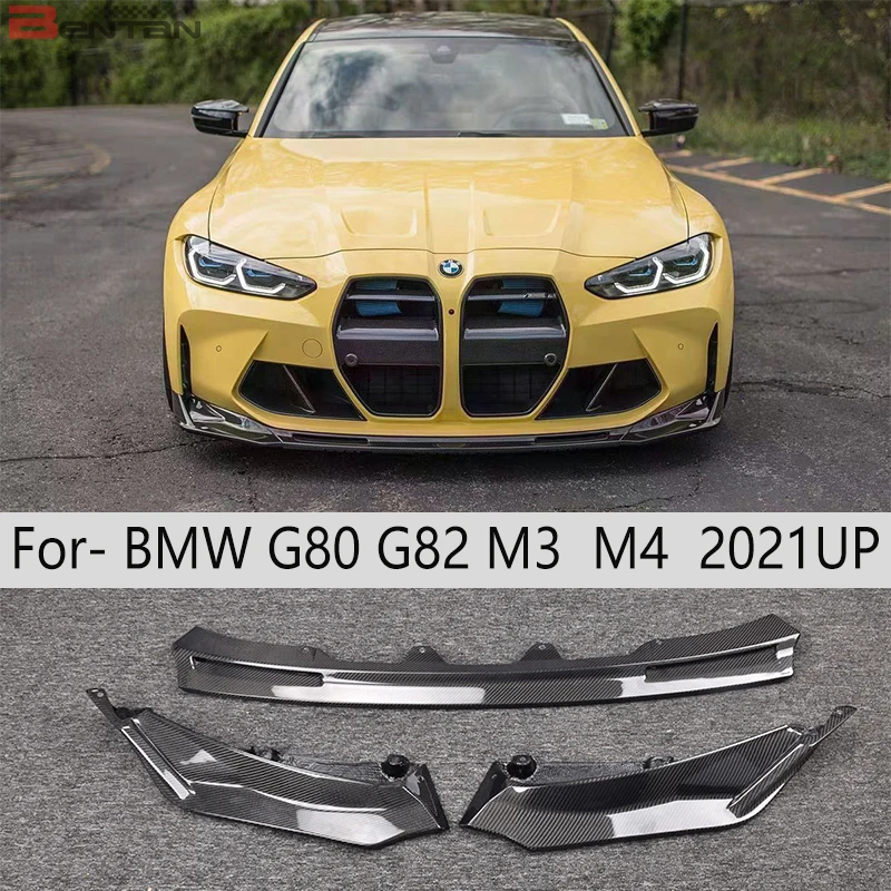 Car bumper diffuser front spoiler carbon fiber beautifier is suitable for BMW. G80, G82, M3, M4, 2021 2022 2023