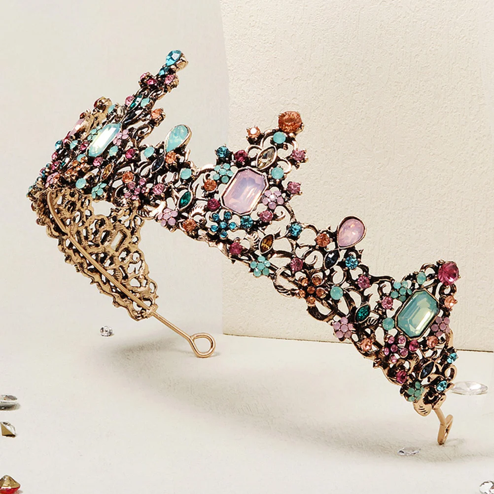 

Shining Gemstone Bridal Tiara Retro Crown Headpiece for Women Wedding Engagement Party Comfortable Wear Design