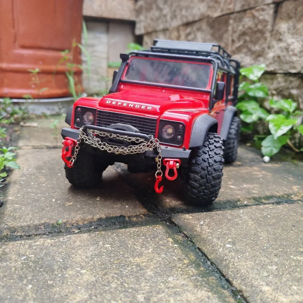 Mini Metal Trailer Chain with Tow Hook Decoration Accessories for 1/18 1/24 1/30 RC Car TRX4M SCX24 AX24 SCX30 FCX24 FCX24M