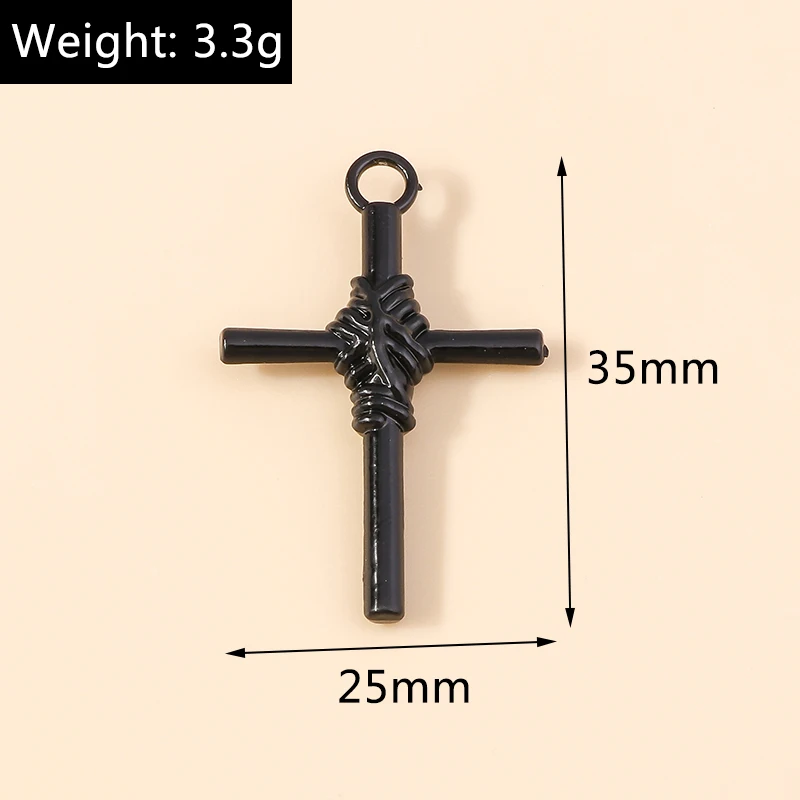 Leslie 10 Stück Steampunk-Kreuz-Charm für die Schmuckherstellung, schwarze Farbe, Kreuz-Anhänger, Halskette, Schlüsselanhänger, DIY-Hip-Hop-Schmuckzubehör – Detail 14
