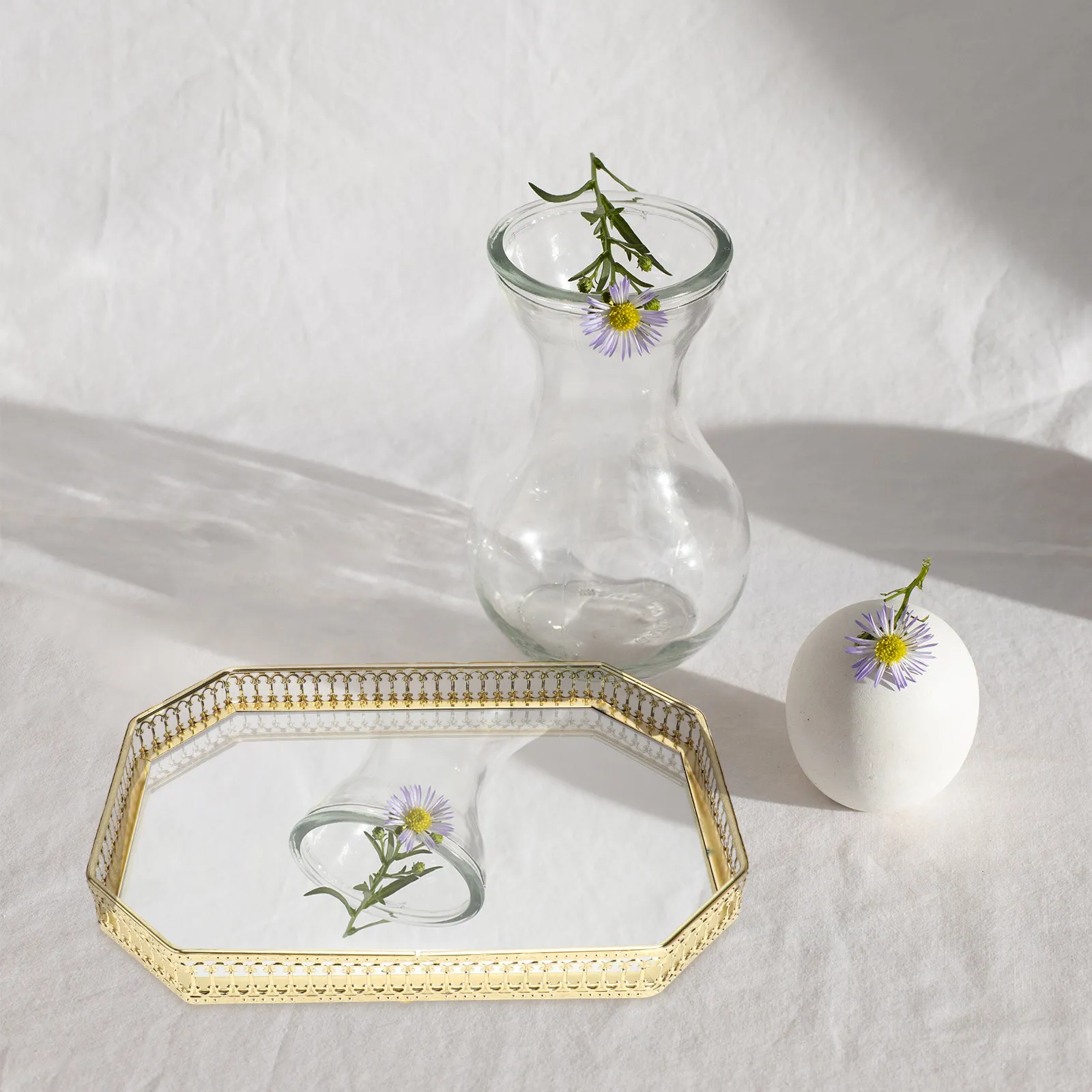 1Pcs Mirror Storage Tray Light Luxury Iron European Hollow Frame Design Smooth Line Multi Purpose for Cosmetics Jewelry Keys
