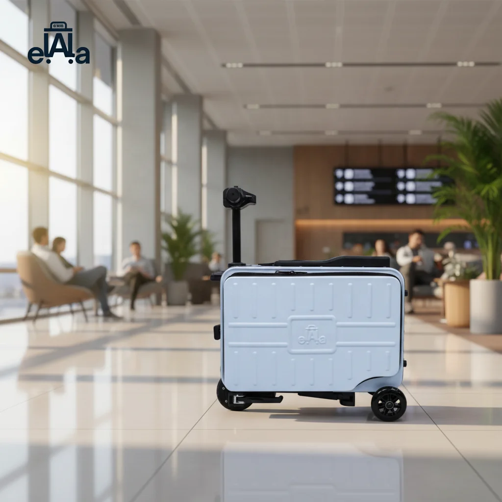 ELALA High Quality 40L Rideable Electric Suitcase Luggage Fashionable Rolling Suitcase With Headlights For Business Travel