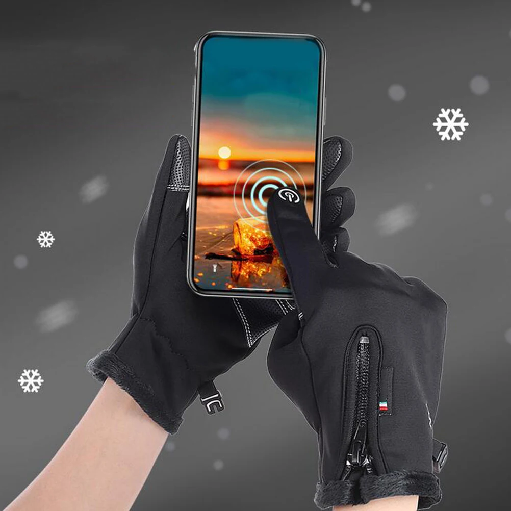 

1 Pair Touch Screen Insulated Gloves Windproof Warm Cycling Hiking Skiing Gloves For Outdoor Sports Full Finger Easy Wear Gift