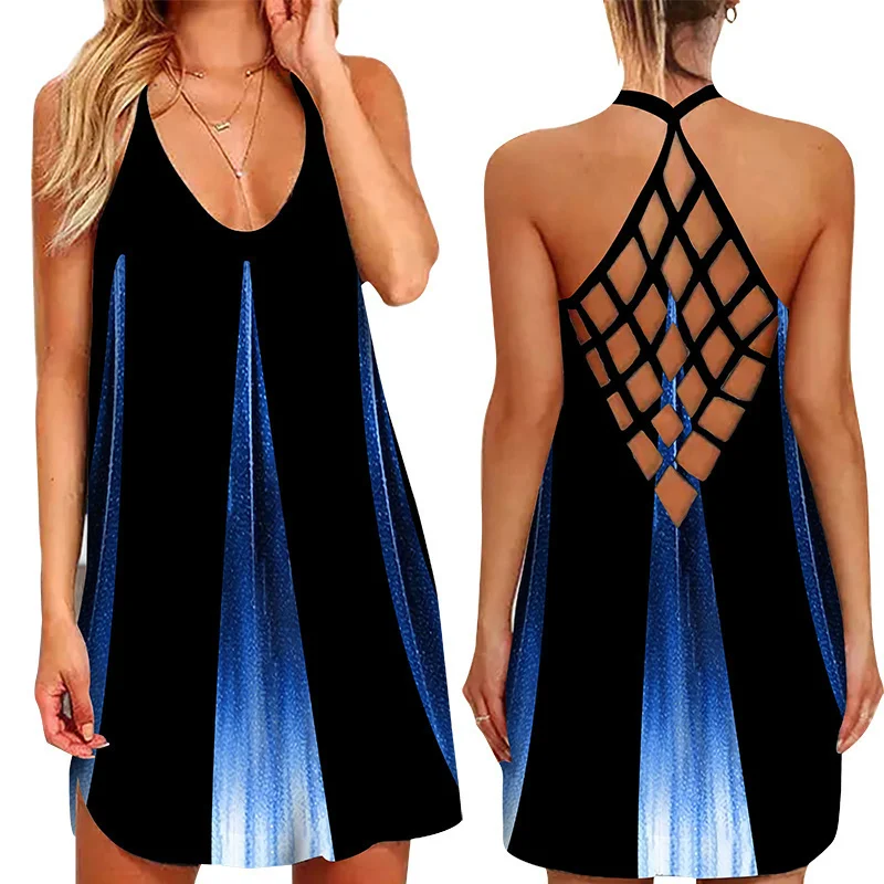 Summer 2022 Tank Strap Designer Clothes Backless Casual Evening Party Sexy Women's Prom One Piece Mini Dress Beach Sundress