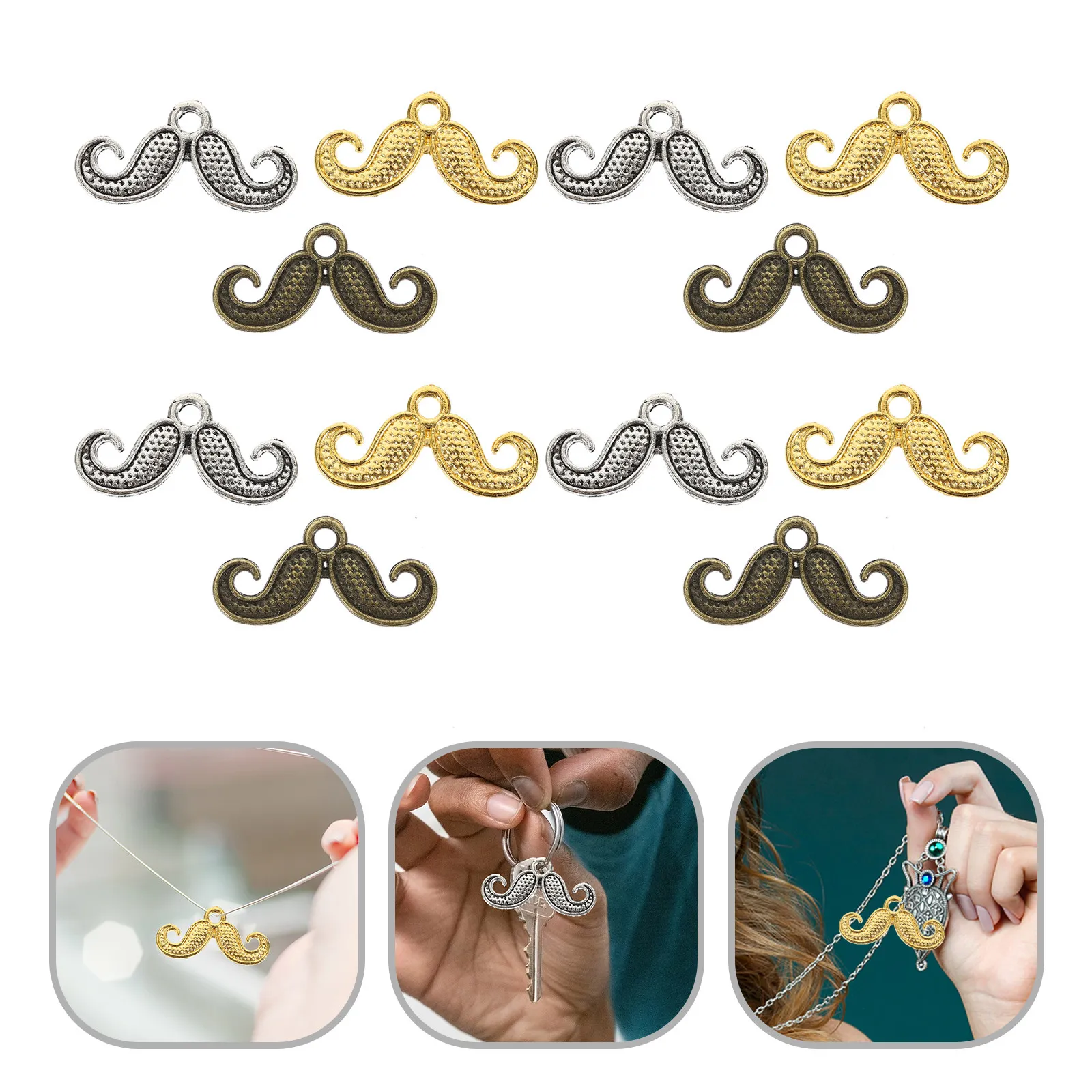 

150Pcs Vintage Alloy Mustache Pendants Charms Simple Design Jewelry Making Accessories for Bracelets Necklaces DIY Supply