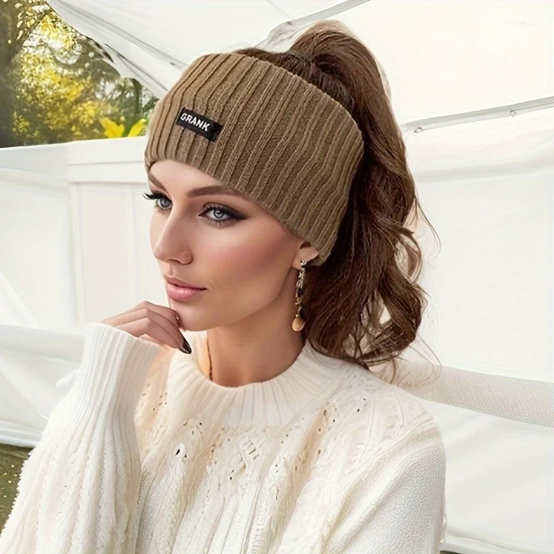 Diadema ancha de invierno para mujer, diadema cálida tejida de Color sólido, gorros elásticos Punk para niñas, accesorios deportivos para el cabello