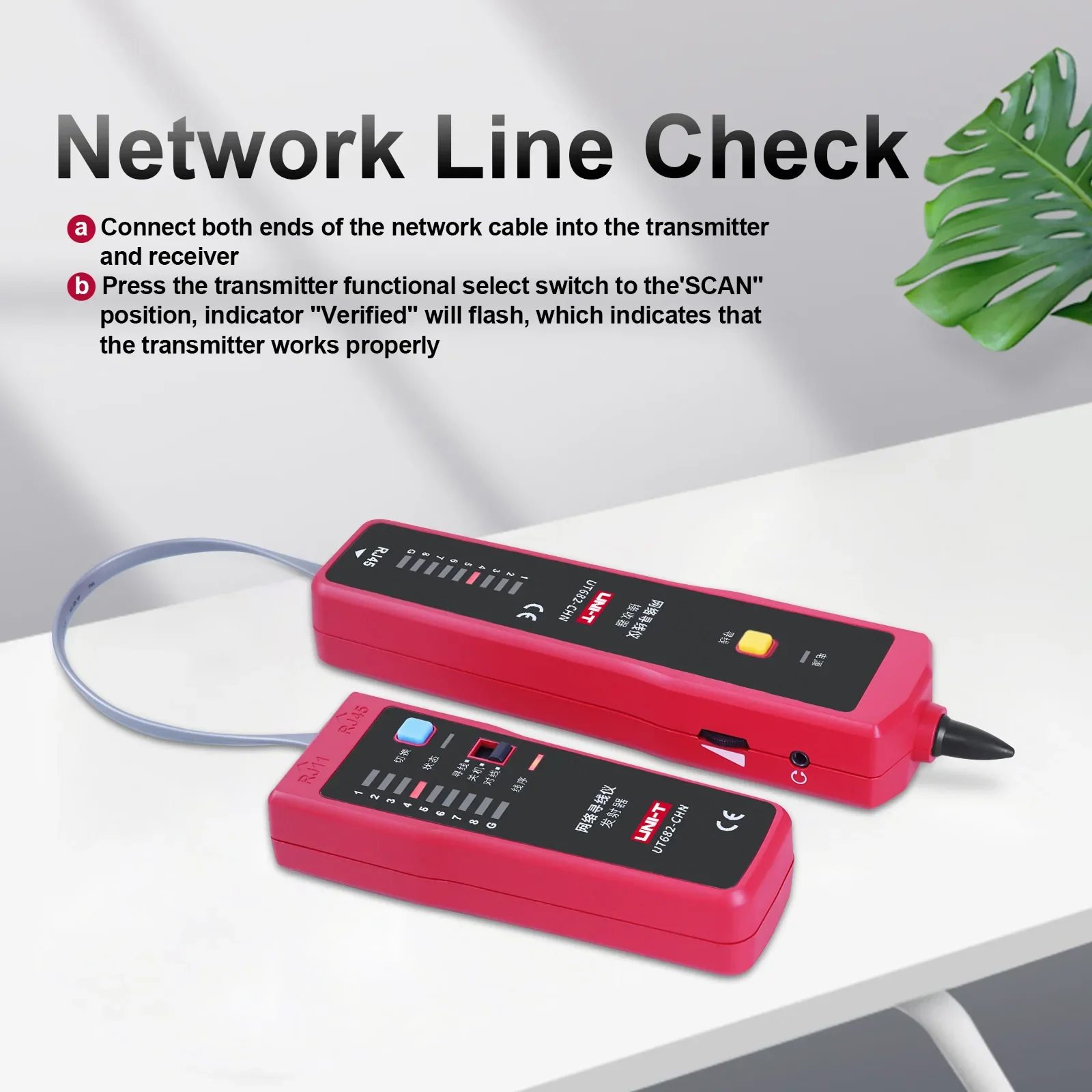 UNI-T Tester przewodów sieciowych UT682 Test polaryzacji DC RJ11 RJ45 Interfejs Wyszukiwarka kabli zasilających Narzędzie do testowania Lan