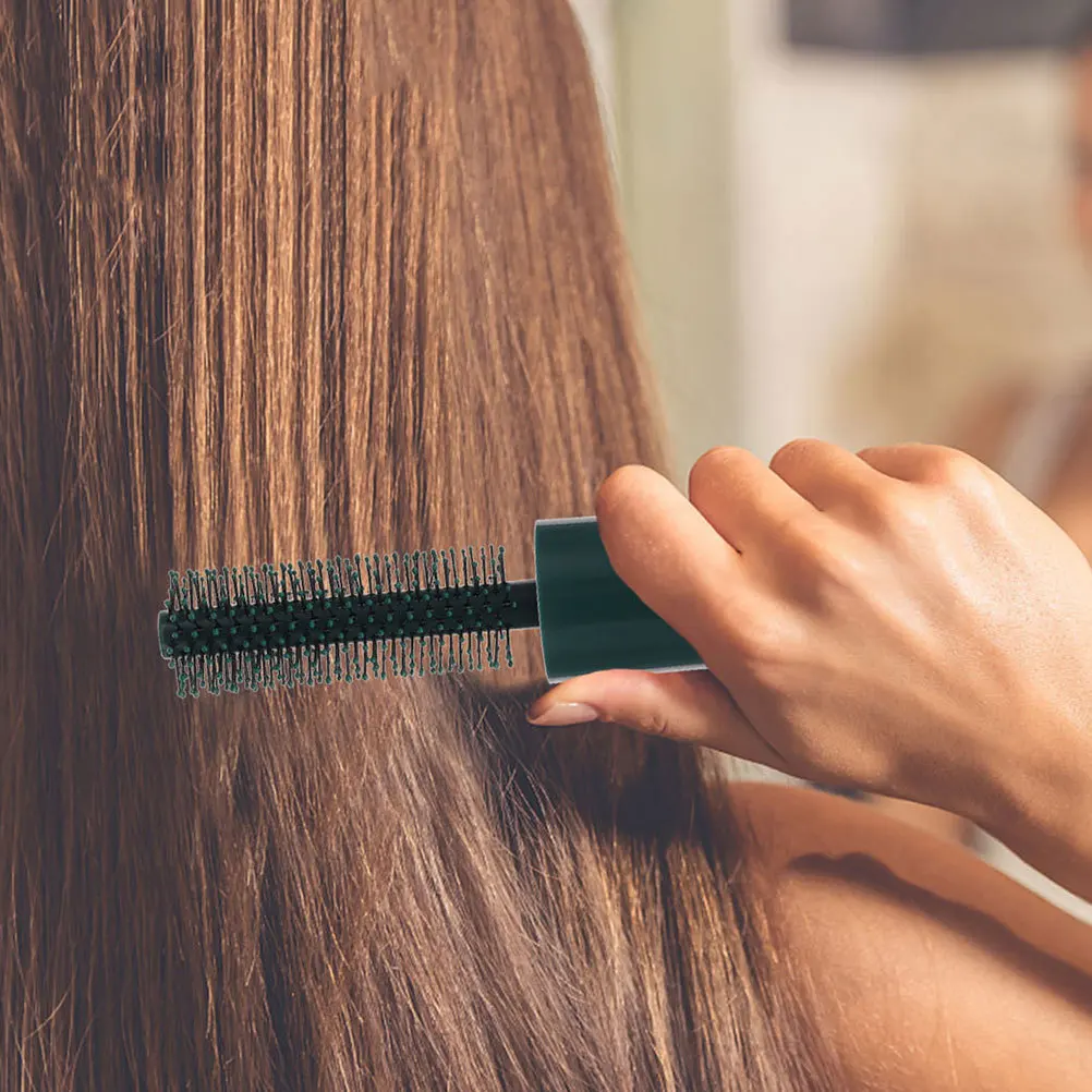 

2Pcs Portable Retractable Travel Round Brush Dual Use Curling Straightening Compact Hair Brush for Men Women on The Go Styling