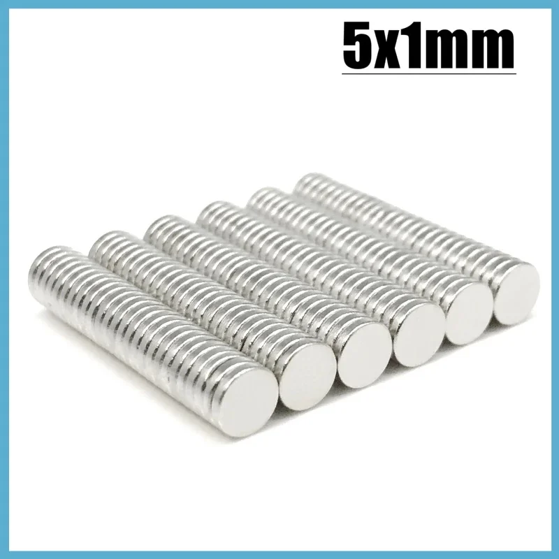 Runder Neodym-Magnet, 5 x 1 mm, 50–2000 Stück, Scheibe, 5 x 1 mm, Permanentmagnet für Kühlschrankhaken, kleines rundes Elektromagnetwerkzeug, 5 x 1 Imanes – Detail 3