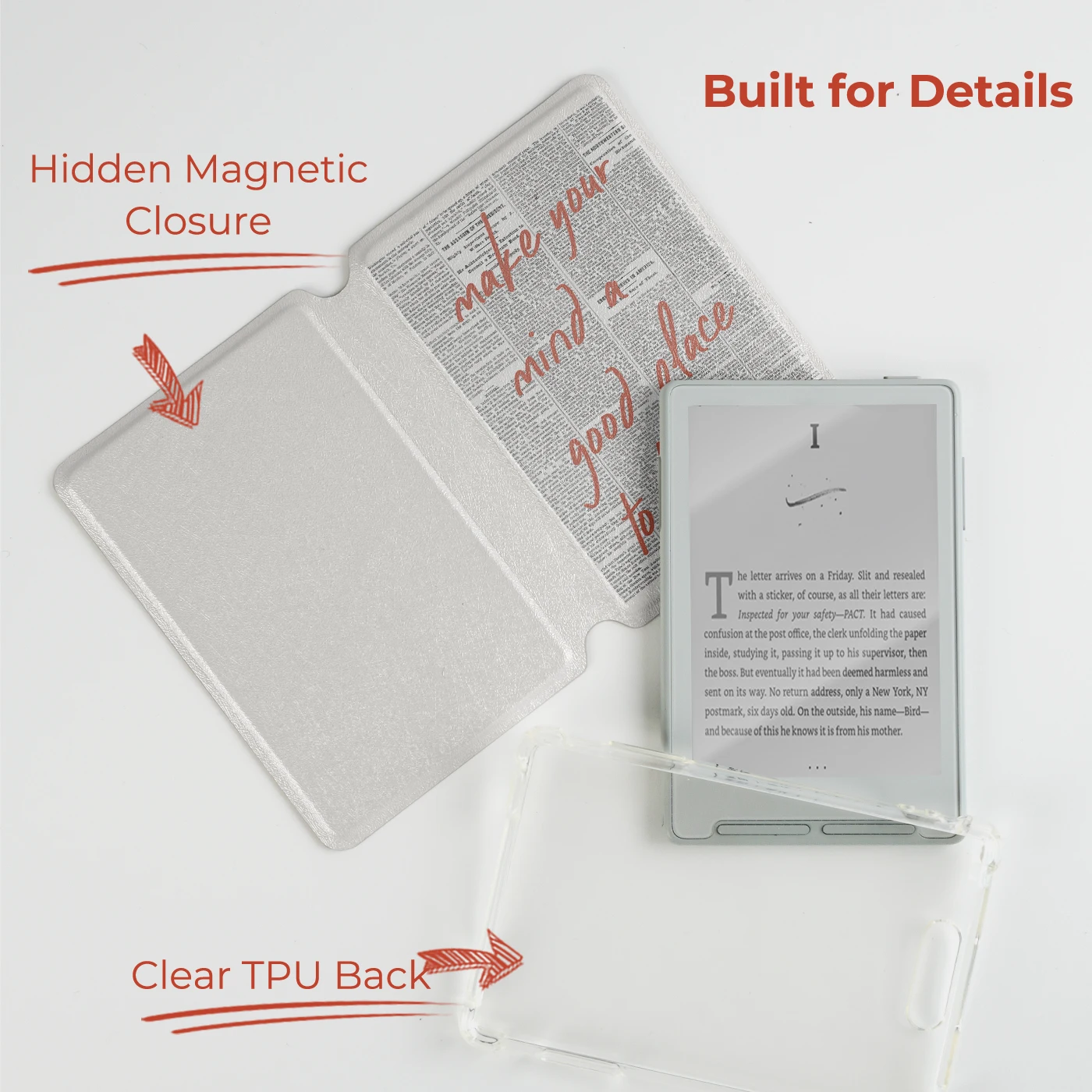 twosheep Case for XTEINK X4 X3 2in1 Magnetic Detachable Clear TPU Back Shell Shockproof Cover Minimalist Solid Color Sleeve