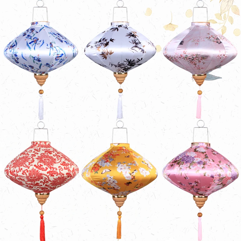 

12/14 Inch Retro Chinese Silk Lantern Traditional Japanese Vietnam Lantern Balcony Party Spring Festival Wedding Hanging Decor